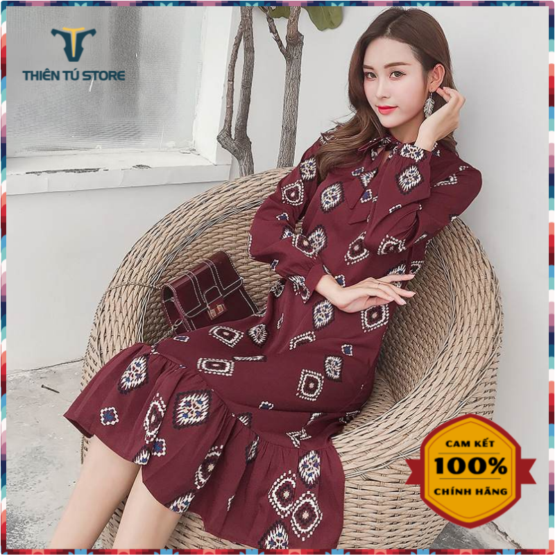 Đầm voan nữ , đầm đi dạo , đầm đi biển họa tiết hoa chất voan chinfon mềm mịn , mát mẻ sang tọng Mimostore - Mi.01414