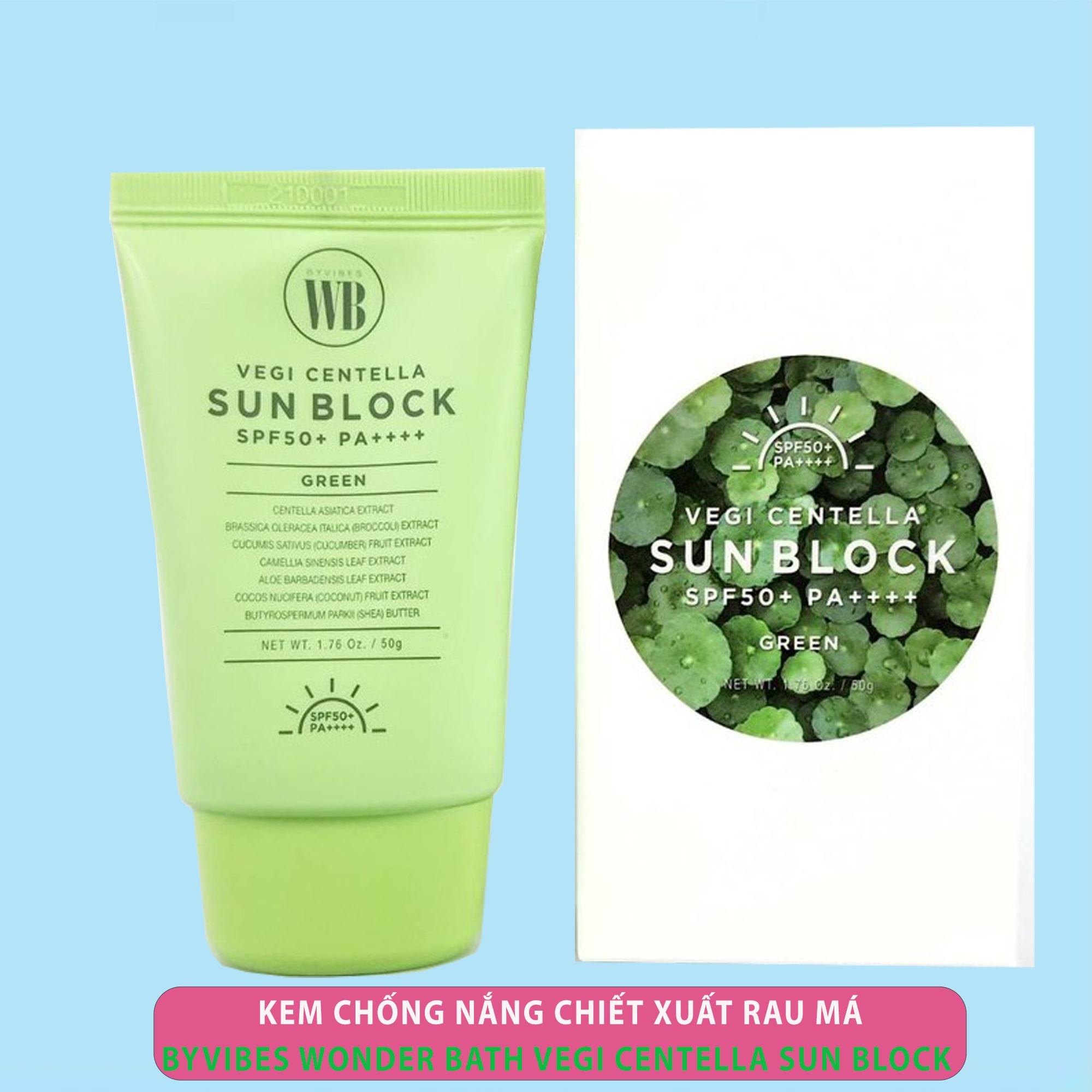 Kem chống nắng rau má Byvibes Wonder Bath Vegi Centella Sun Block Green NPP Tido88