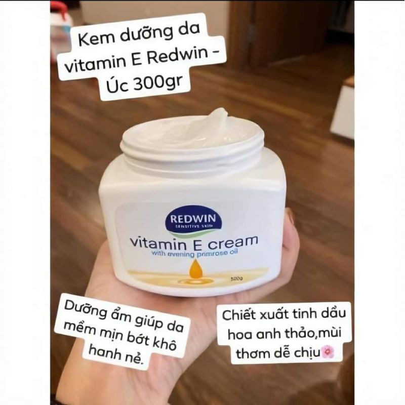 Kem dưỡng vitamin E & dầu hoa anh thảo Redwin 300g