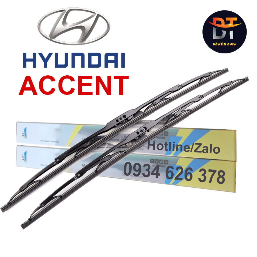 [Hyundai Accent] Cặp gạt mưa ô tô 5 chỗ Hyundai Accent cần lưỡi gạt nước kính oto xe hơi khung xương cứng, thanh chổi gạt mưa xe oto