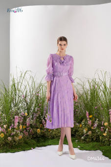 Đầm xòe dập ly ngực đính hoa EMSPO DM4344