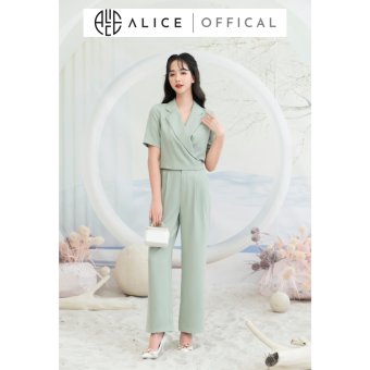 Set Đồ Công Sở Quần Dáng Suông, Áo Croptop Cổ Vest Thắt Dây Sau Lưng ALICE Chất Chéo Kaki Lót Lụa Cao Cấp S1019