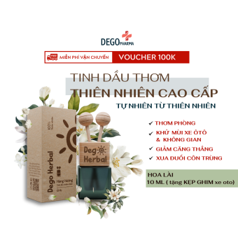 Tinh Dầu Thiên Nhiên Cao Cấp Thơm Phòng Mùi CAM NGỌT, HOA LÀI Thư Giãn Dego 10ml - Tặng kèm que khuếch tán & kẹp ghim xe oto