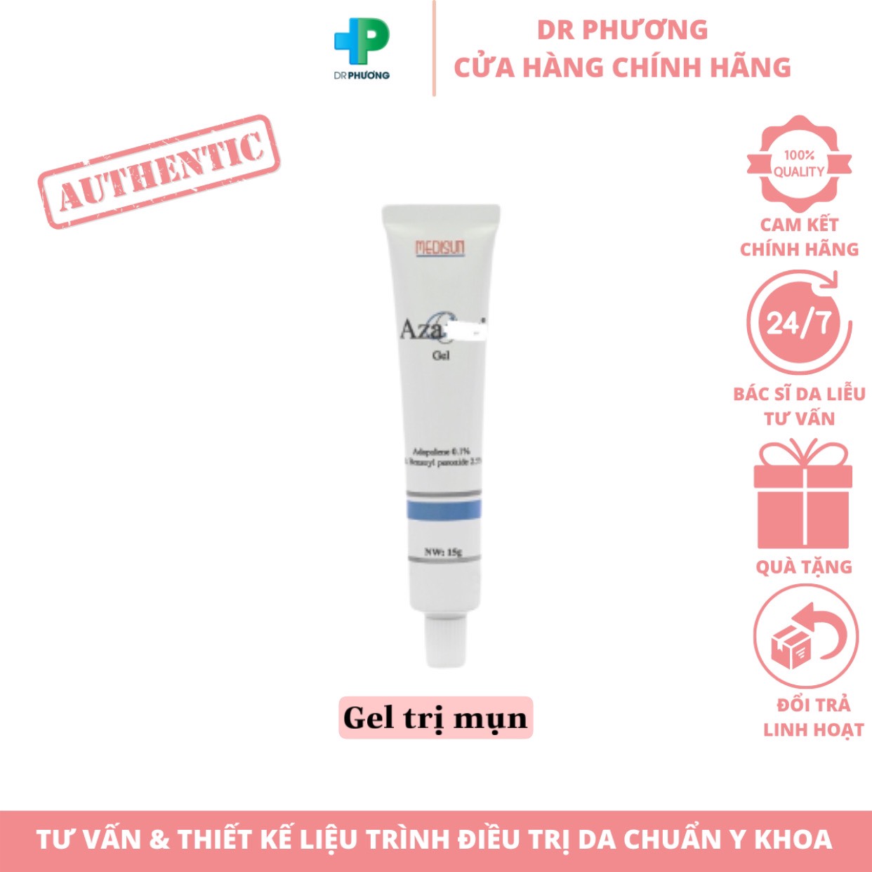 ✅ Gel Azaoduòn 15g bôi giảm mụn bọc, mụn sưng 15g