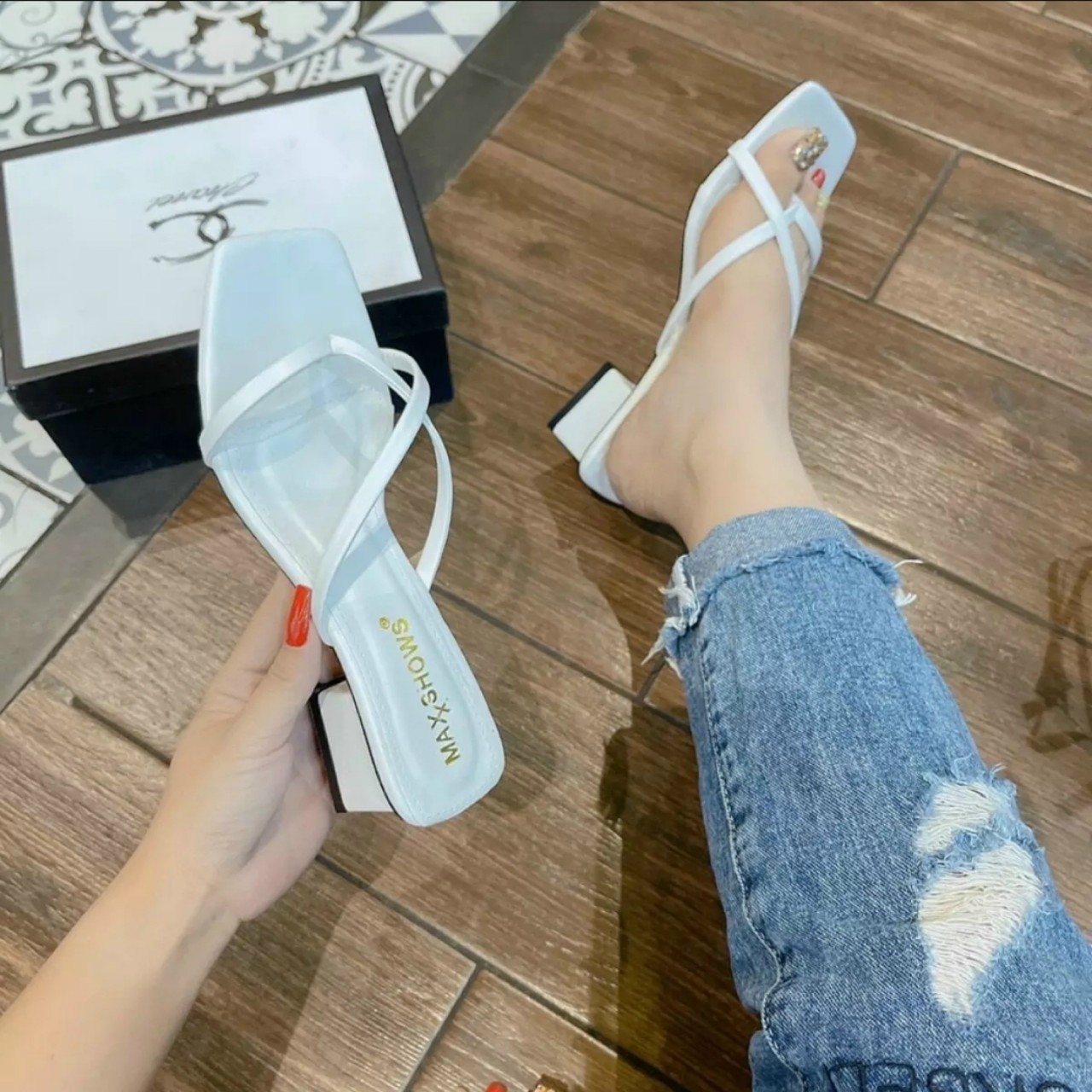 Dép cao gót hàn quốc mẫu 3cm sang chảnh dễ đeo cực đẹp