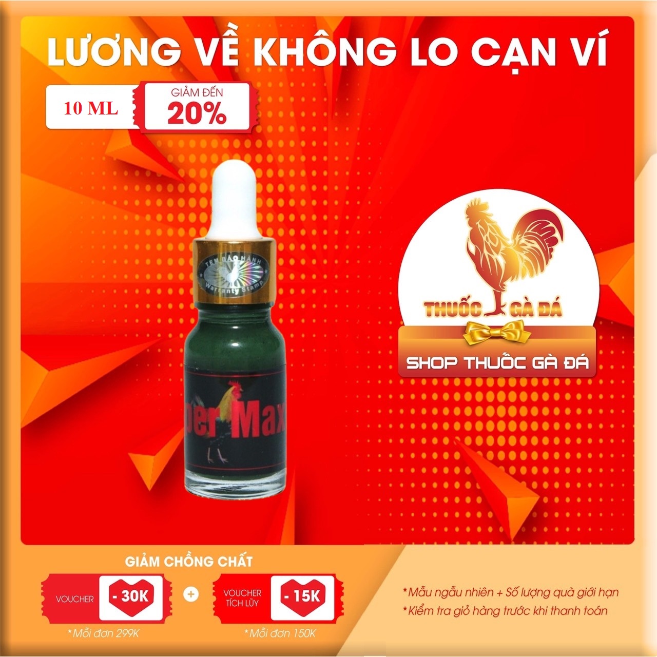 Super max nuôi gà đá lỏn lẻn, cự yếu, nhát đá. tăng bo .tăng nước máu. mượt lông. không nóng gà.