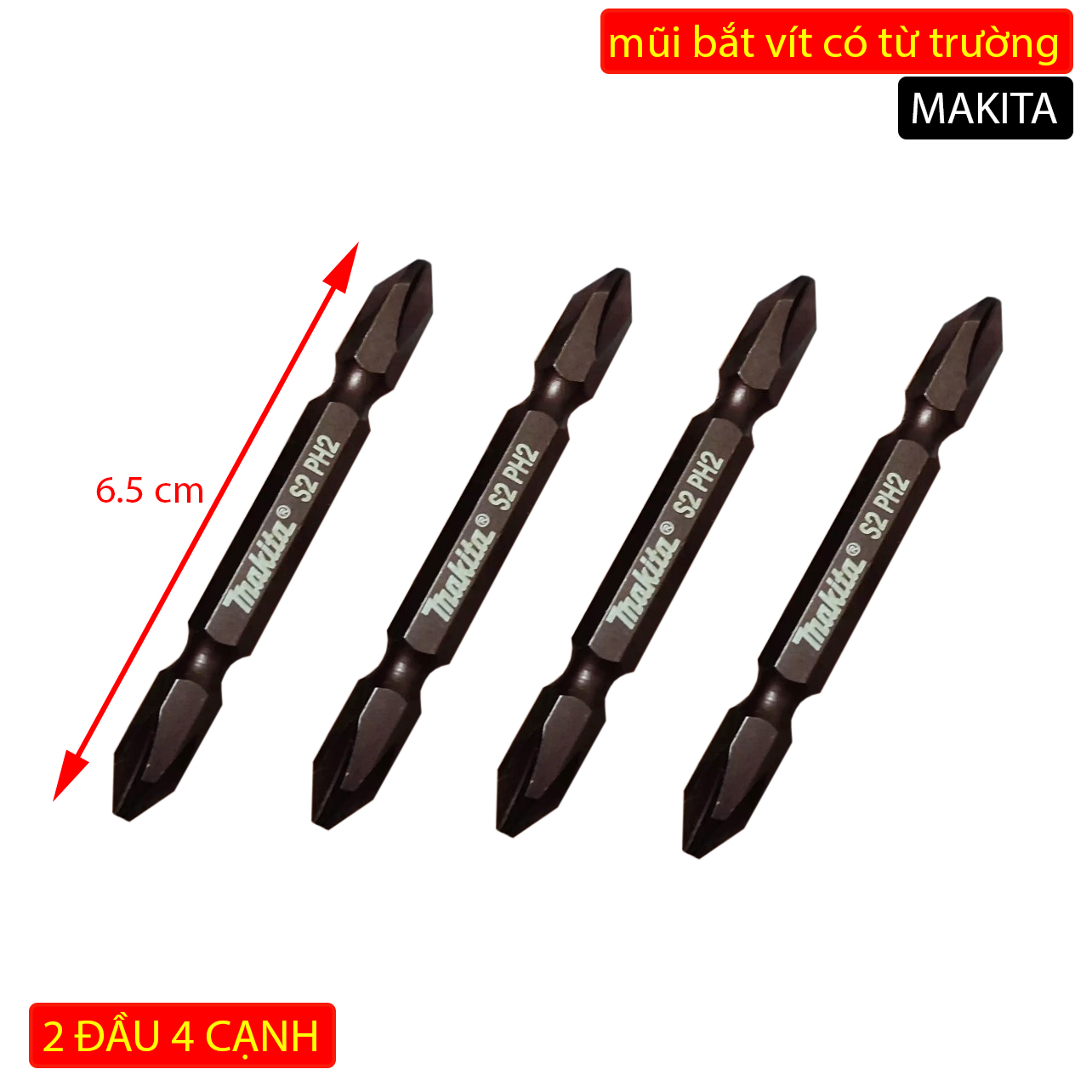 Đầu bắt vít Makita có từ trường - mũi vít 4 cạnh makita - mũi vít nâu