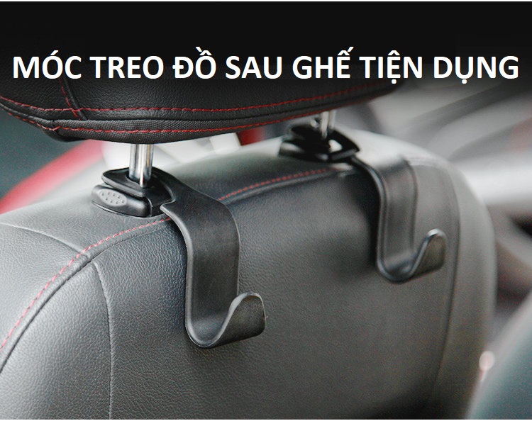 Móc treo đồ sau ghế xe ô tô bộ 2 chiếc bằng nhựa (mầu đen)