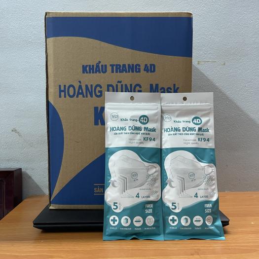 Set 100 Khẩu Trang KF94 Hoàng Dũng Mask 4D - Khẩu Trang Kháng Khuẩn, Chống Bụi Mịn
