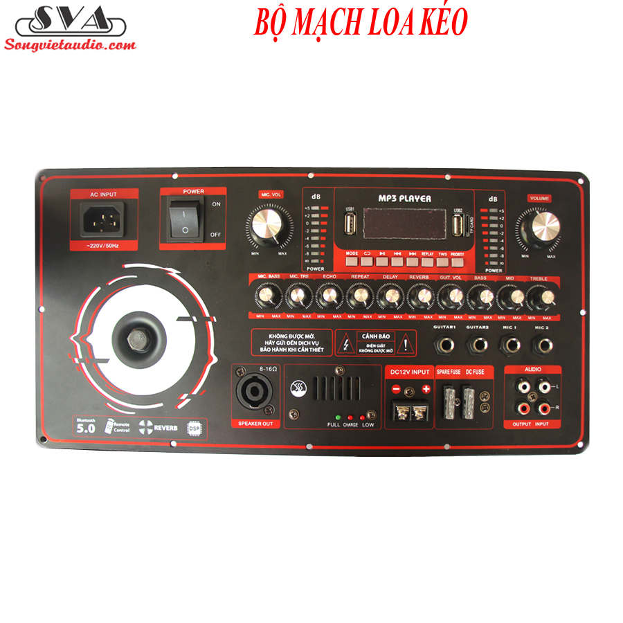 BỘ MẠCH LOA KÉO 4 TẤC ĐÔI REVERB V200 ( 19X38CM) - ĐỎ