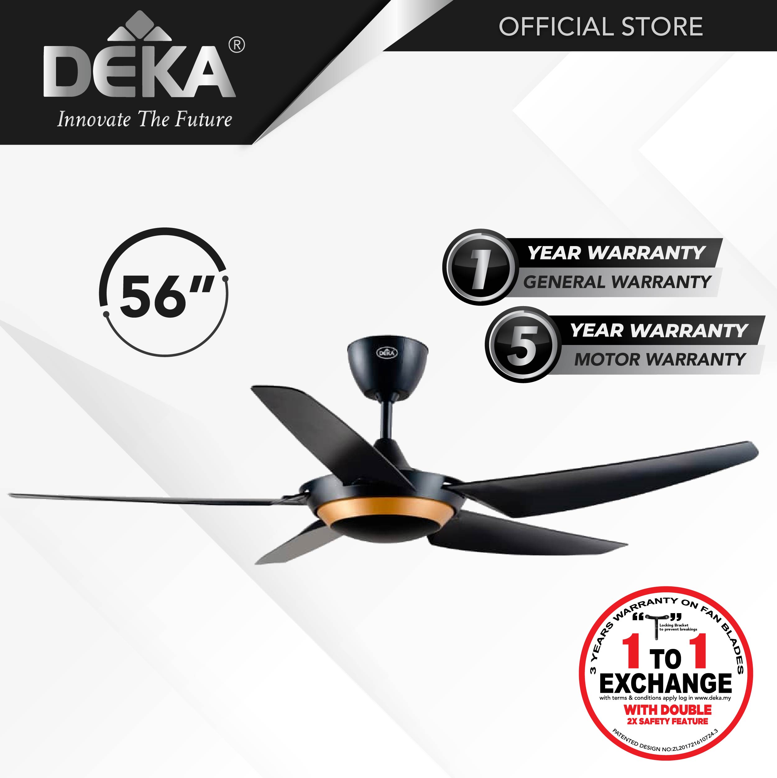 Deka 56 5 Blades 6 Speeds Ceiling Fans 