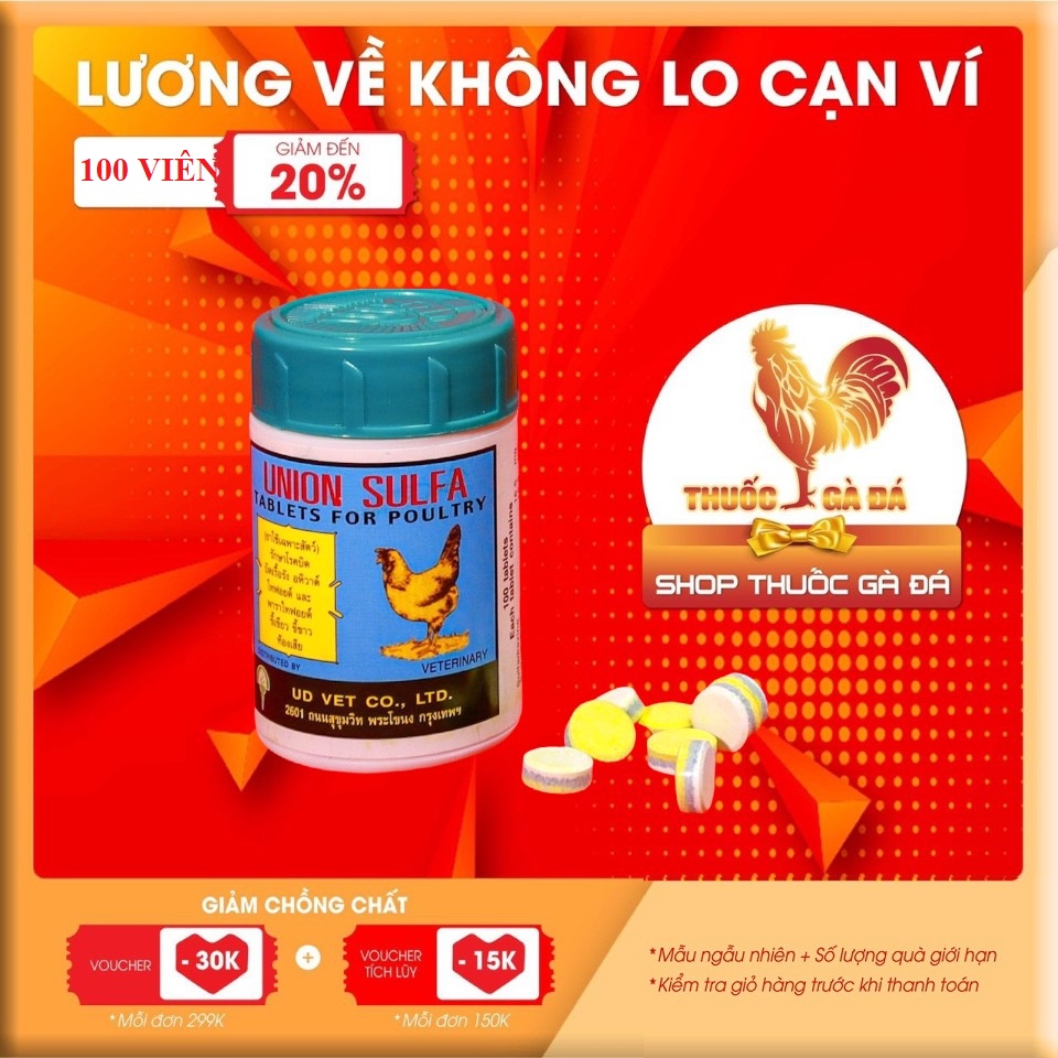 Union sunfa phân xanh phân trắng cho gà hộp 100 viên