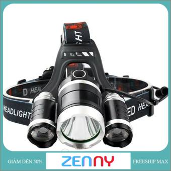 Đèn đội đầu siêu sáng, Đèn pin đội đầu 3 bóng led T6 siêu sáng kèm 2 pin và sạc, chống nước - Bảo hành 12 tháng