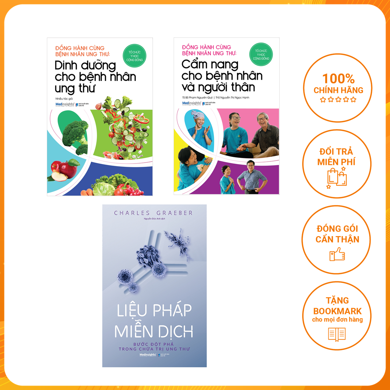 Combo đồng hành cùng bệnh nhân ung thư: dinh dưỡng cho bệnh nhân ung thư + cẩm nang cho bệnh nhân và người thân + liệu pháp miễn dịch