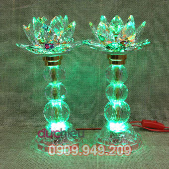 Đèn hoa sen pha lê để bàn thờ bông to cao 30cm 033  – Đức Hiếu Shop