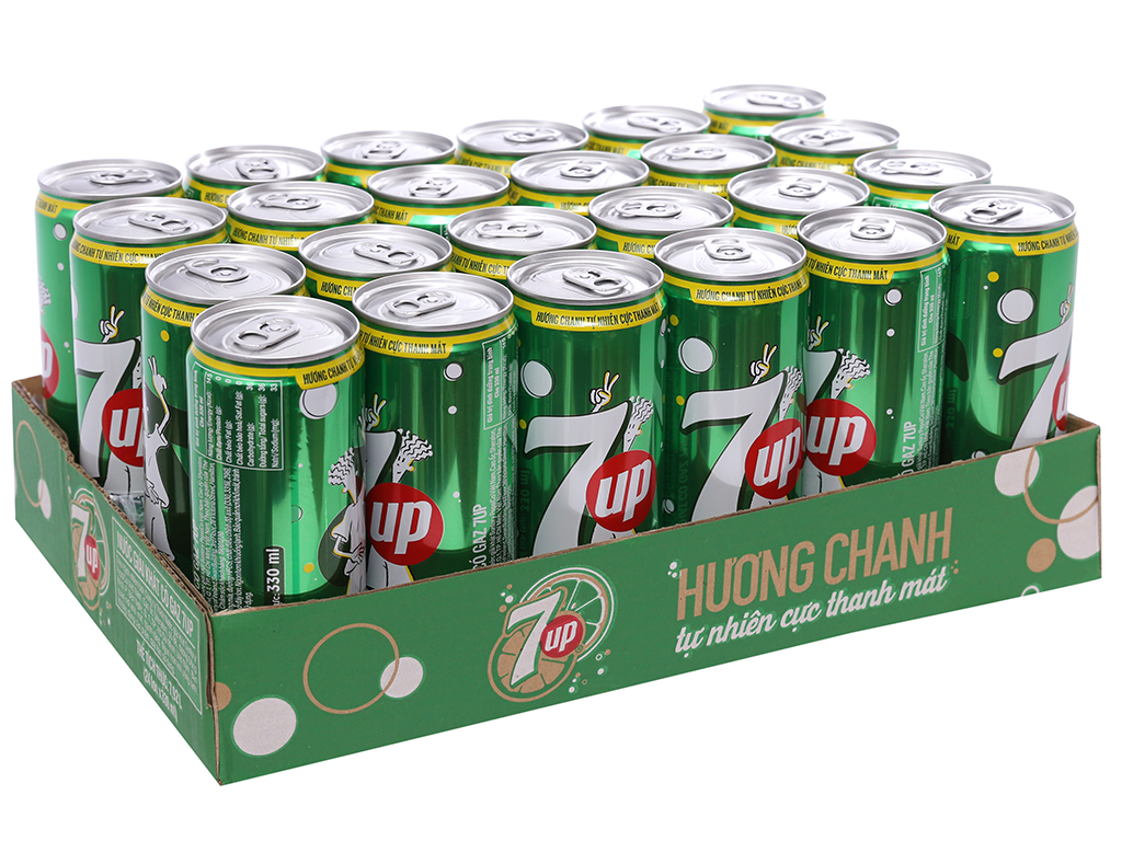 Thùng 24 Lon Nước Ngọt Có Gaz 7Up (320ml/lon)