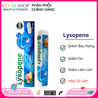Viên ngậm Lysopene bạc hà giúp giảm phù nề, đau rát họng, giảm viêm họng – hộp 20 viên
