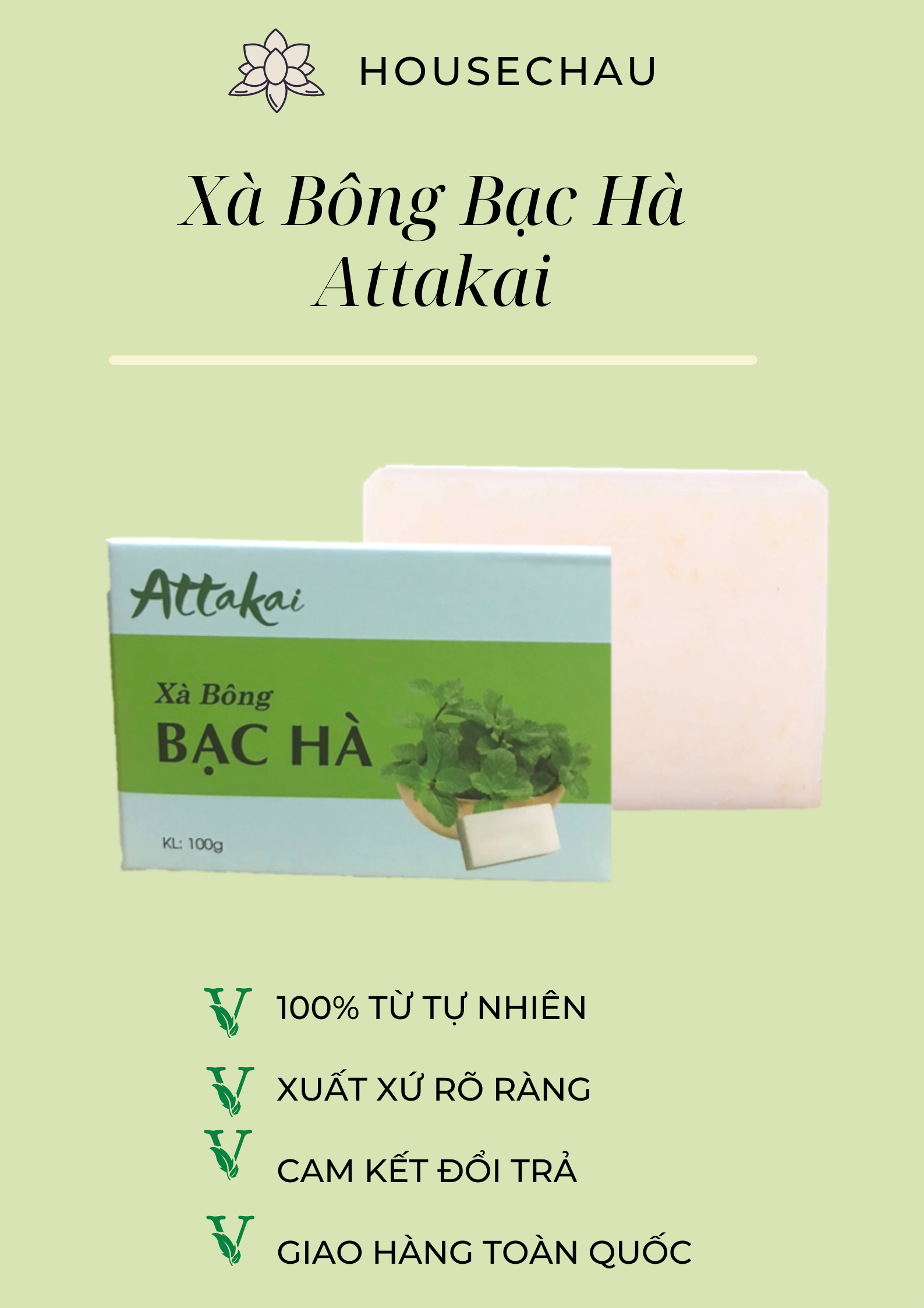 Xà bông thảo dược Bạc Hà sảng khoái, mát lạnh