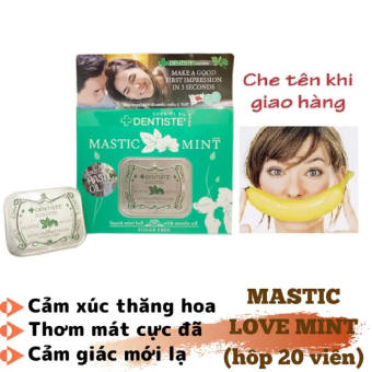 Kẹo phòng the DENTISTE MASTIC LOVE MINT Thái Lan cao cấp hương bạc hà tăng khoái cảm cho các cặp đôi (hộp 20 viên) - hàng chính hãng ( kẹo ngậm tình yêu lovemint l.ove bj thái lan the mát )