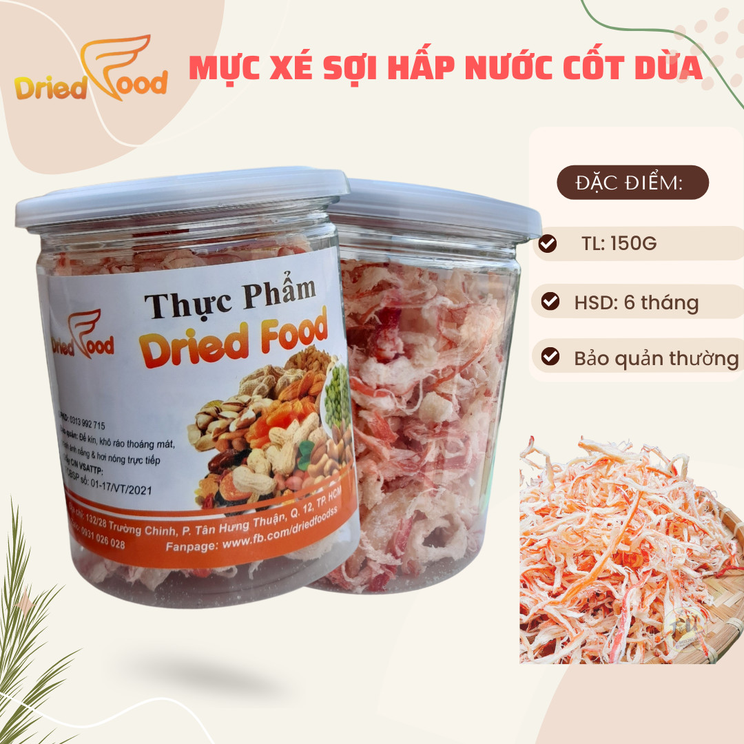 150g Mực Xé Sợi Hấp Nước cốt dừa hàng Xuất Khẩu siêu ngon