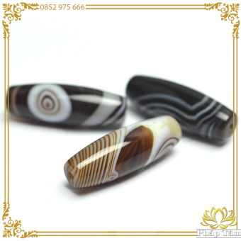 Mặt Dây Chuyền Dzi Đá Mã Não Vân Sóng Tự Nhiên Có Dây Tặng Kèm - Pháp Tâm