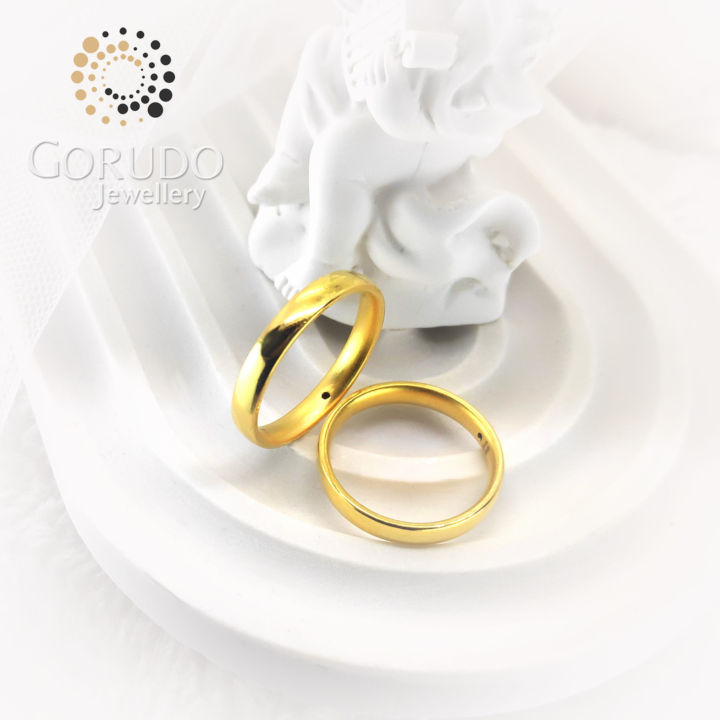 Gorudo Jewellery 999 Pure Gold Simi-Round Classic Plain Ring | 3.0mm · v4