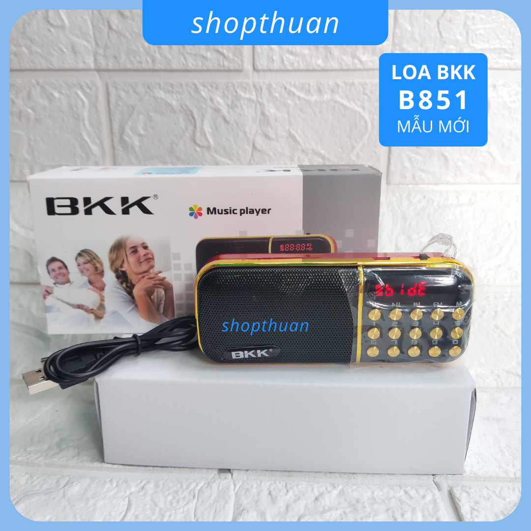 Loa bkk b851 - 2 pin sạc - 2 khe cắm thẻ nhớ nghe thẻ nhớ fm radio