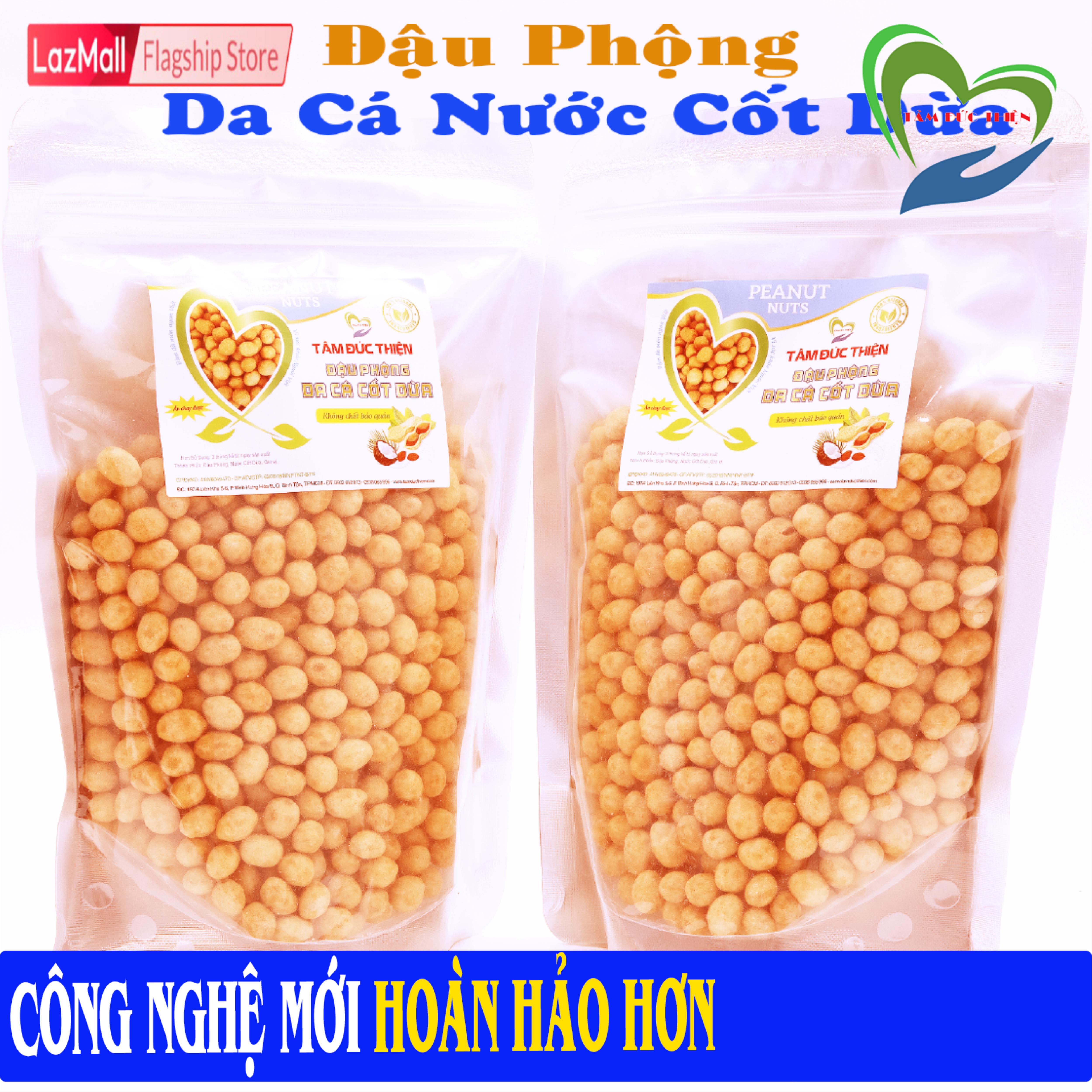 Đậu phộng da cá cốt dừa Tâm Đức Thiện nguyên liệu loại 1 giòn béo hơn thực phẩm đóng gói đóng hộp ăn liền đồ ăn vặt lazada bánh kẹo quà tết đậu phộng da cá cốt dừa