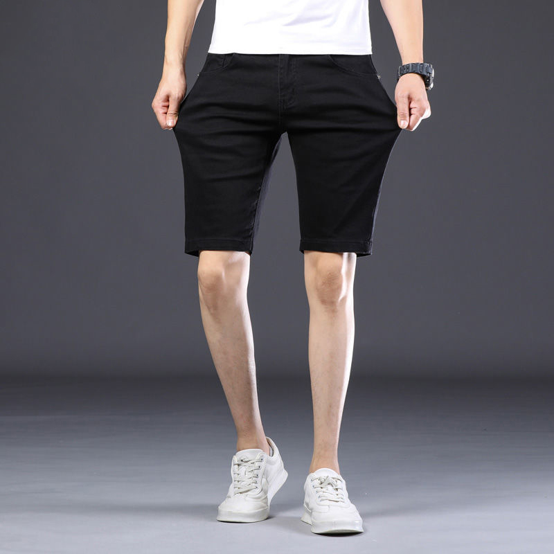 Quần short jeans nam đen trơn co giãn cao cấp szone sq610
