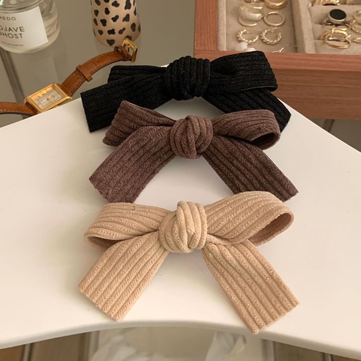 Kẹp mái mỏ vịt đính nơ vải dễ thương Modleaf Lovesome pin Hàn Quố