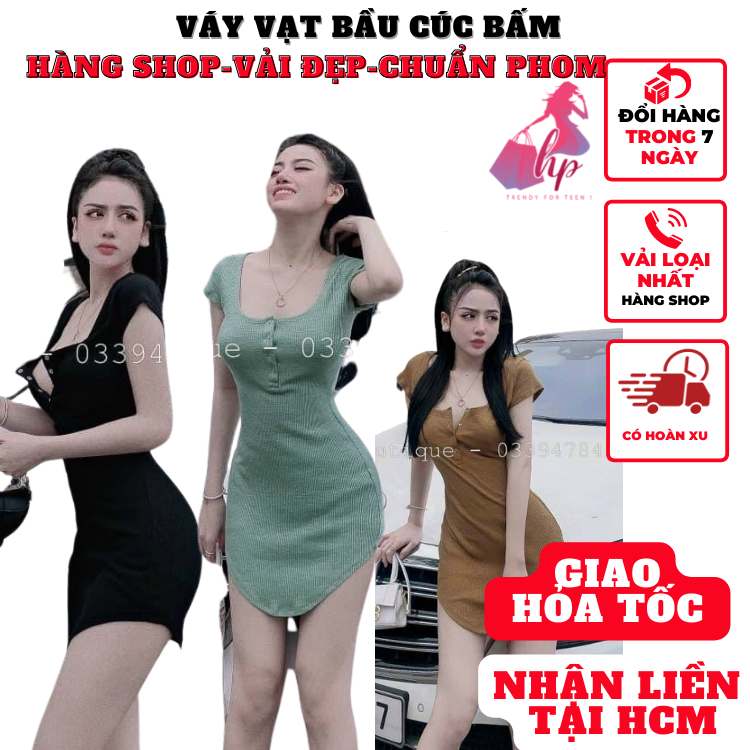 Váy đầm vạt bầu cúc bấm nữ tay ngắn tôn dáng màu trắng đen sang chảnh dự tiệc tôn dáng kiểu hàn quốc VD178