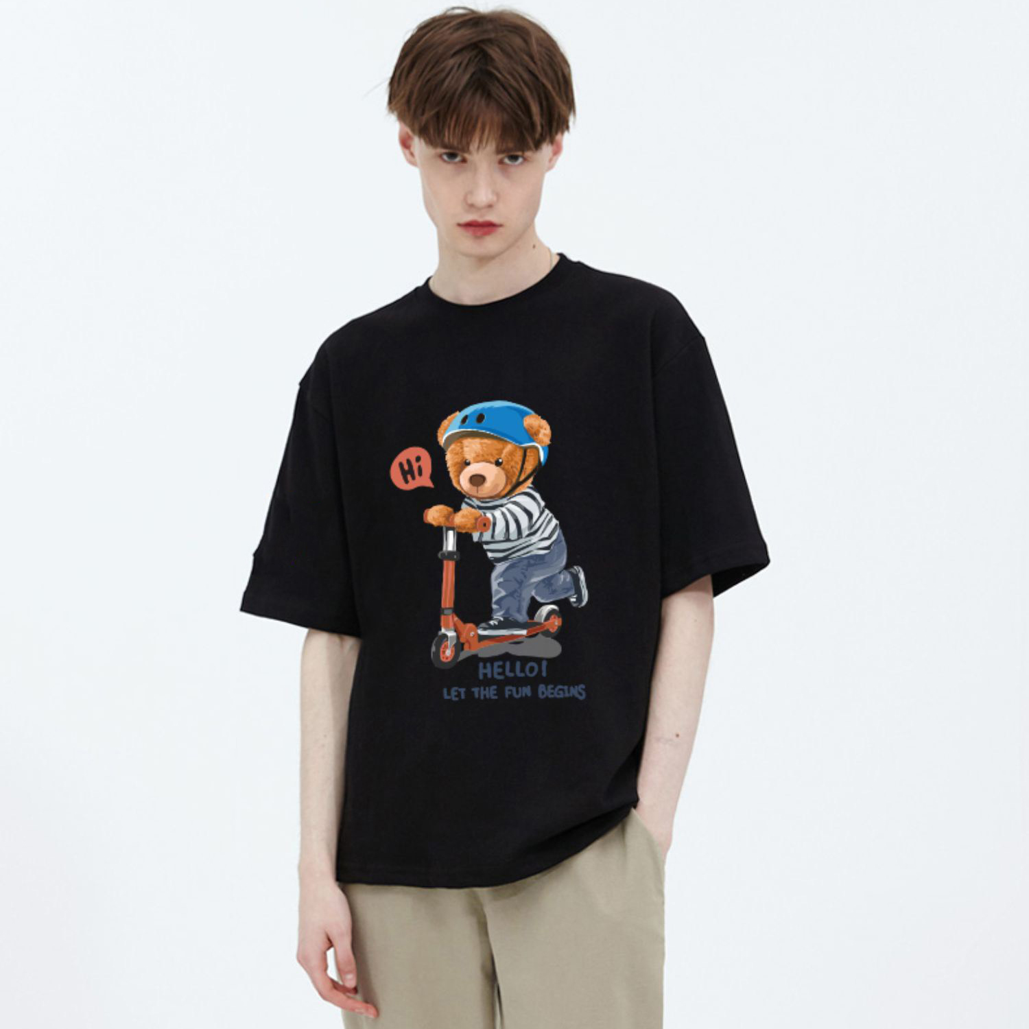 Áo thun tay lỡ Justin Drew , Áo thun unisex nam nữ form rộng oversize chất liệu Cotton - AT10 - 3
