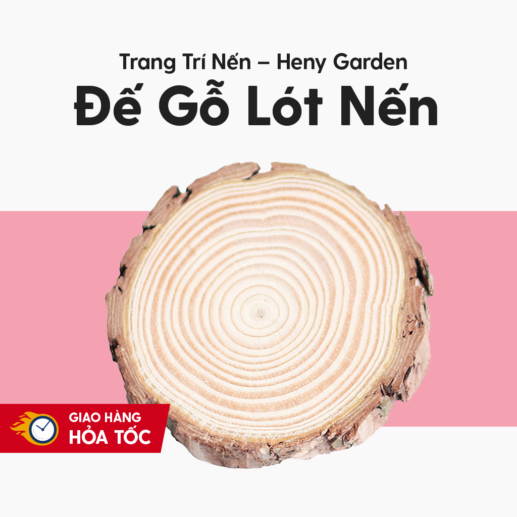 Đế Gỗ Lót Nến Thơm Tinh Dầu Vân Tròn Giúp Trang Trí Và Làm Phụ Kiện Chụp Ảnh Decor HENY GARDEN