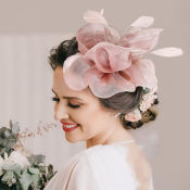 Fascinator Hat with Feather and Veil for Parties