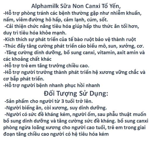 Sữa bột Alphamilk Glucerna Tổ Yến  tăng cường sức đề kháng  hỗ trợ xương khớptiêu hóa tưng cường sức khỏe cho người tiểu đường gout huyết áp đẹp da- Nguyên liệu nhập khẩu Newzealand
