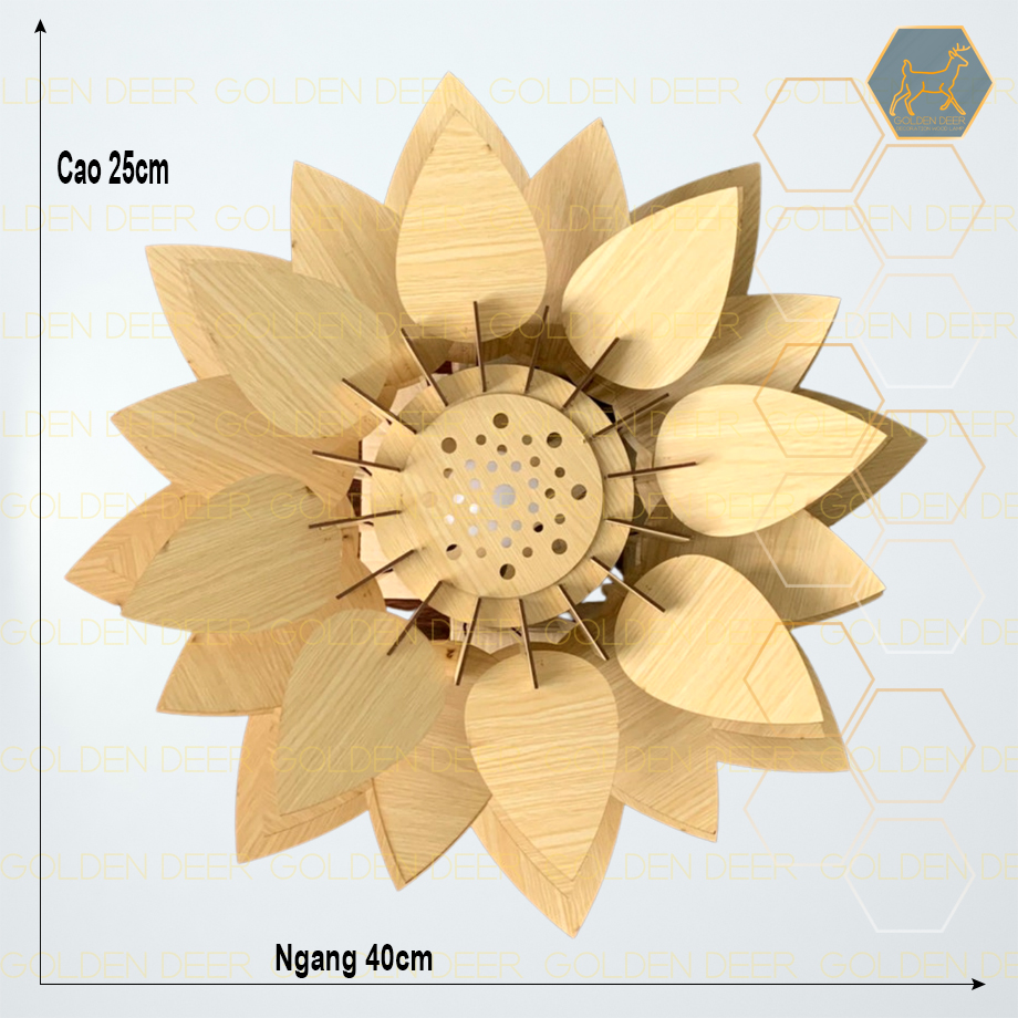 Đèn trang trí phòng khách,phòng ngủ,quầy bar,cafe bằng gỗ Golden Deer kiểu dáng hoa sen đá cao cấp GD0441