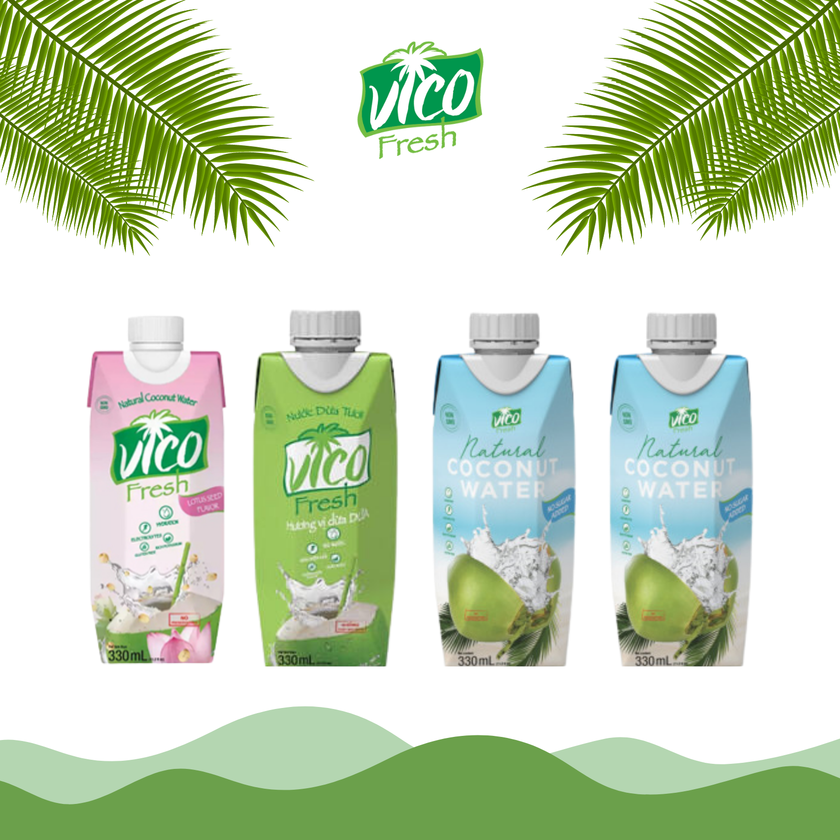 Combo 4 hộp nước dừa vico fresh 330ml