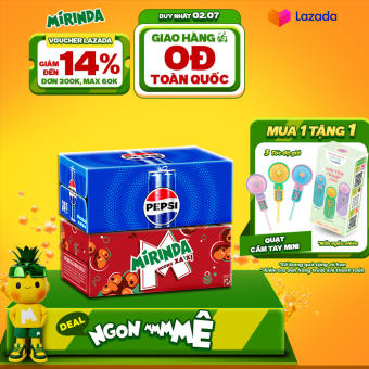 Combo 2 Thùng 24 Lon Nước Ngọt Có Gaz Pepsi và Mirinda Xá Xị (320ml/lon)