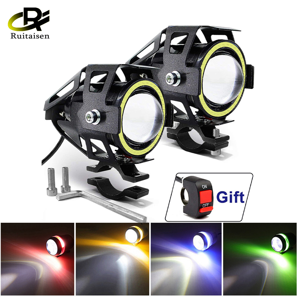 2 chiếc đèn pha mắt thiên thần xe máy đèn pha xe máy 125w đèn sương mù phụ trợ lái xe mô tô u7 led đèn pha drl