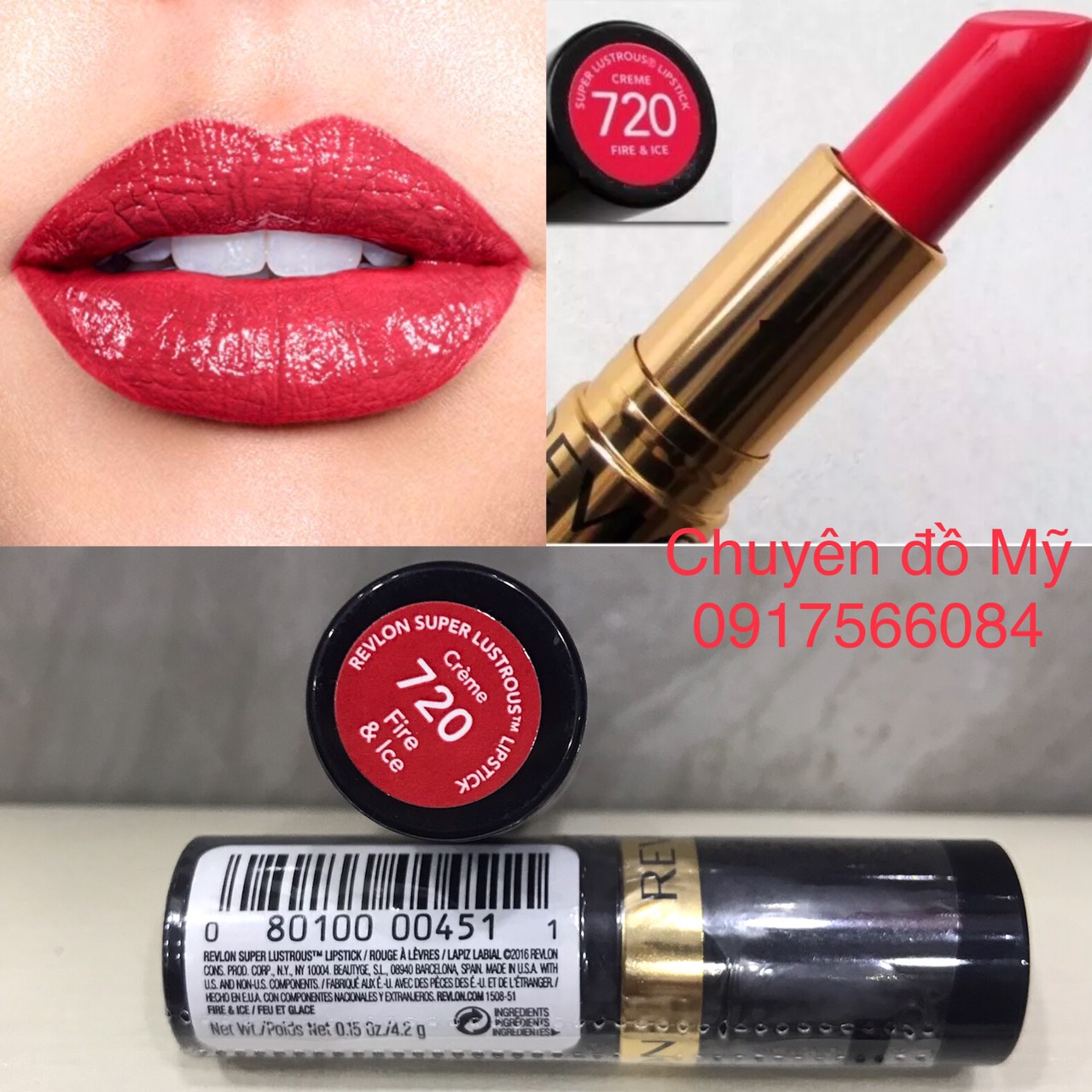 [HCM]Son môi REVLON màu 720 màu đỏ FIRE & ICE hàng xách tay của Mỹ