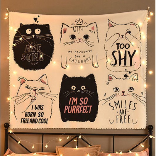 ❤ Miễn Ship ❤ Tranh vải trang trí, decor trang trí phòng, tường 6 chú mèo siêu ngộ nghĩnh ( tặng kèm đinh treo )