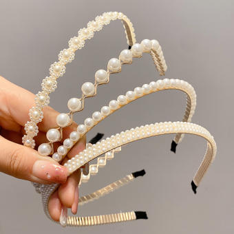 Băng Đô Bờm Cài Tóc Đính Đá Hạt Ngọc trai nhân tạo phong cách Hàn Quốc tiểu thư