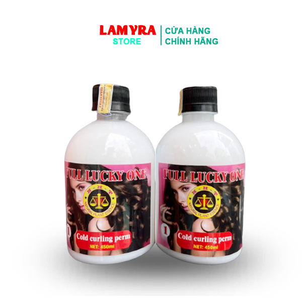 Thuốc uốn tóc lạnh tại nhà Full Lucky One 450ML *2 - Uốn lạnh siêu xoăn không cần mềm hóa Lamyra