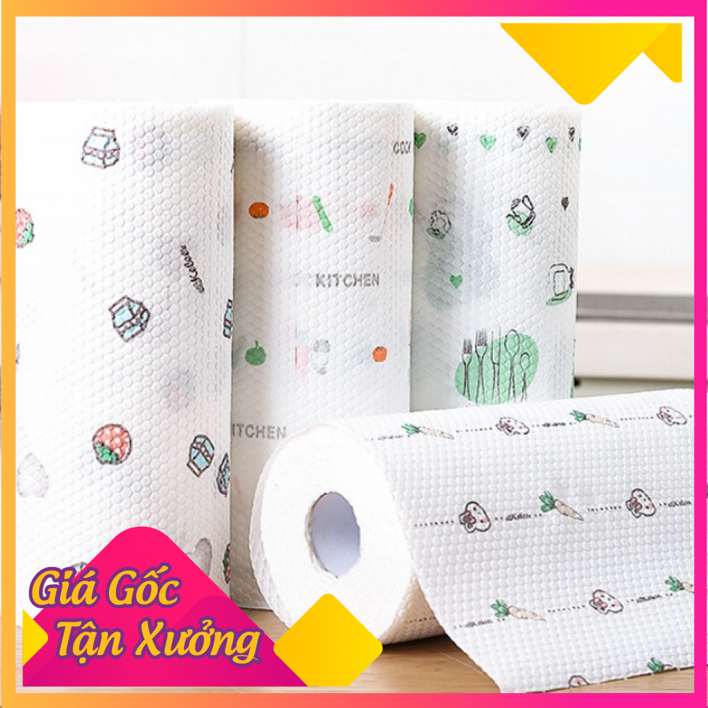 [HCM]Cuộn Giấy Vải Lau Đa Năng Tiện Dụng (50 tờ/cuộn) Họa Tiết Dễ Thương Chất Liệu Mềm Mại Co Giãn Tốt Không Bị Nhũn Khi Gặp Nước Và Thấm Hút Nước Cực Tốt