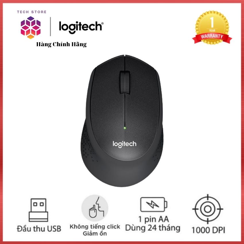 Chuột không dây logitech m331 silent -màu đen-bảo hành 1 năm , chuột bluetooth chính hãng