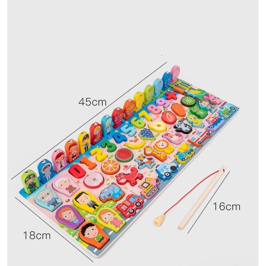 Bộ Bảng Số Thông Minh Cho Bé.Bộ Đồ Chơi Câu Cá Và Ghép Số Học Đếm 63 Chi Tiết Cho Bé