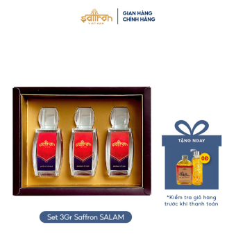 Nhụy hoa nghệ tây Salam cao cấp 3Gr/hộp tặng bình thủy tinh đựng nước 300ml kèm mật ong mix saffron 250ml SAFFRON VIỆT NAM hỗ trợ ngủ ngon, cải thiện làn da,...