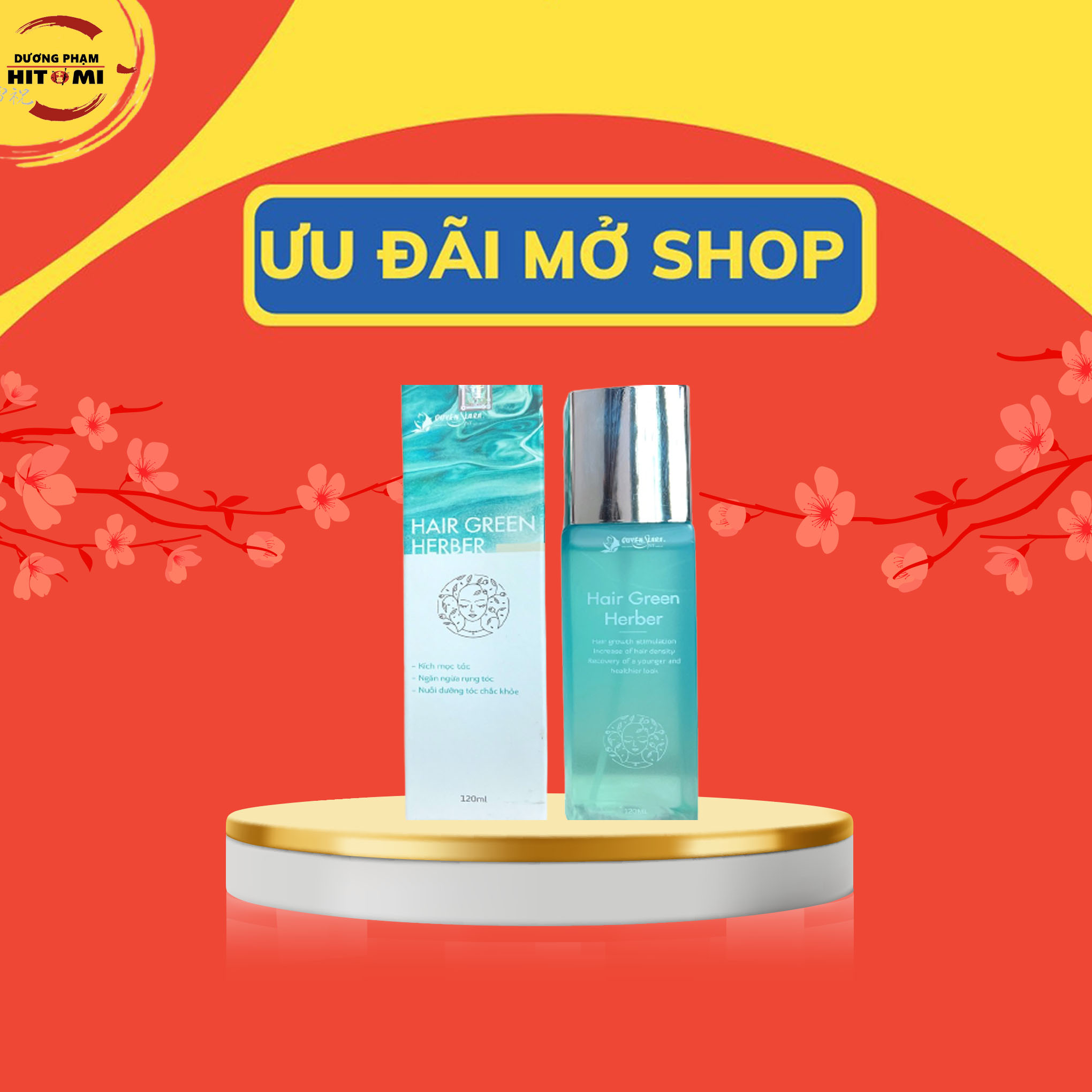 Xịt dưỡng tóc thảo dược hair green herber quyên lara chính hãng,kích mọc tóc-dưỡng tóc dài nhanh 120ml