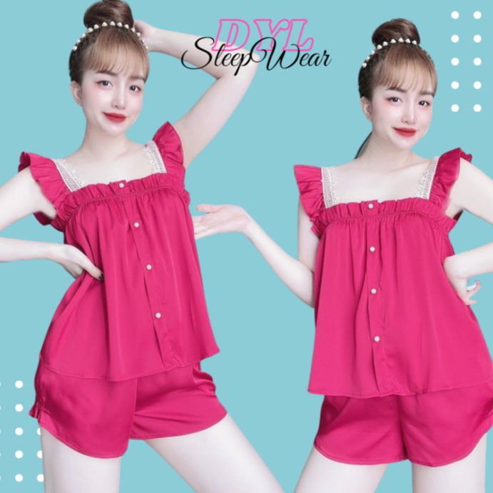 Đồ ngủ sexy nữ, đồ bộ mặc nhà hai dây lụa latin cao cấp form chuẩn size dưới 60kg