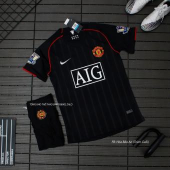 Áo Bóng Đá CLB MU AIG 2008 Màu Đen -Bộ Quần Áo Đấu Áo Bóng Đá MU Manchester United Màu Đen AIG